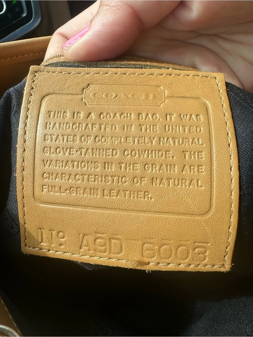 Vintage coach Caramel Tan Leather Shoulder Bag with hang Tag
